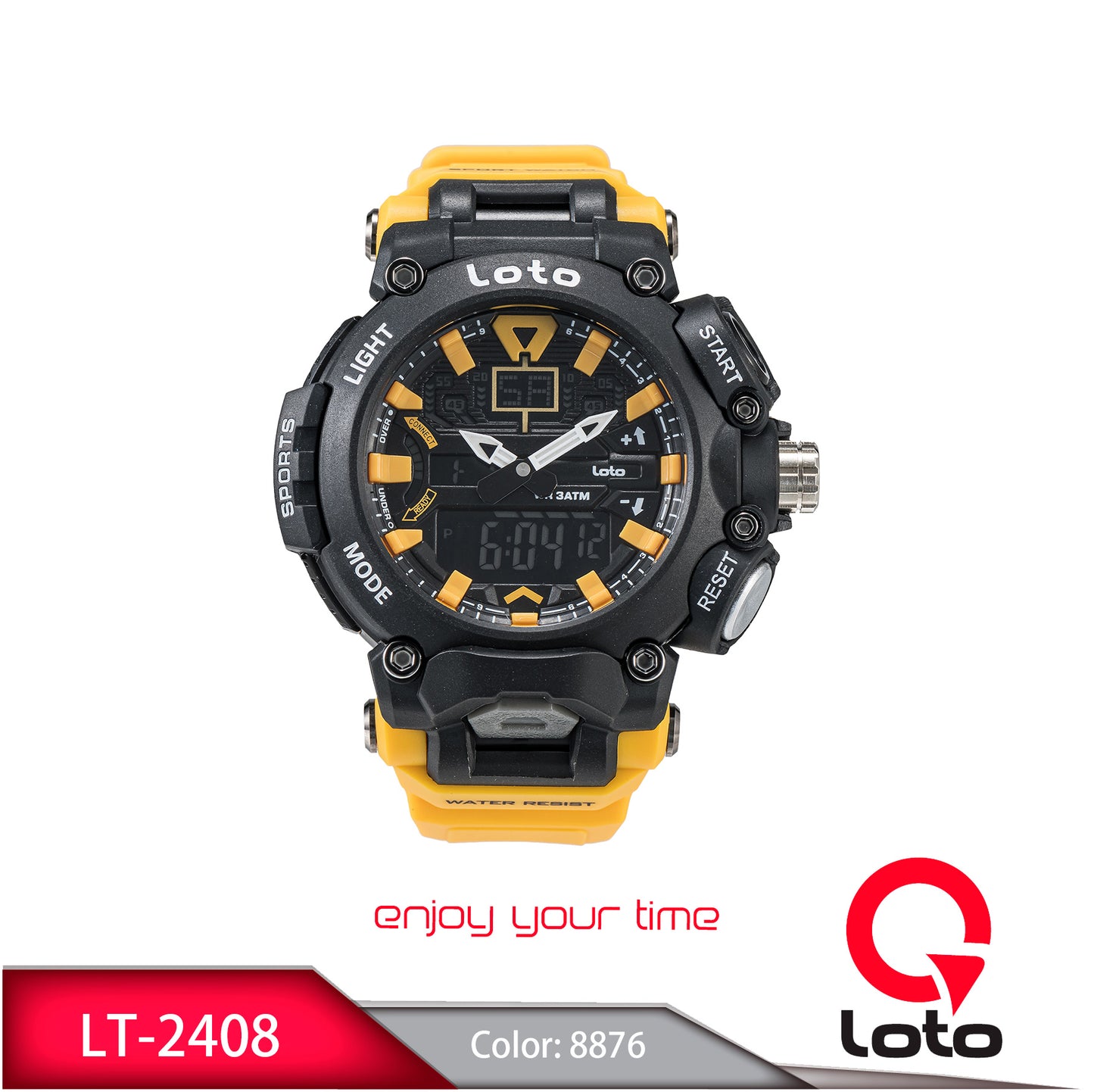 Reloj Loto Hombre LT-2408 Amarillo Negro