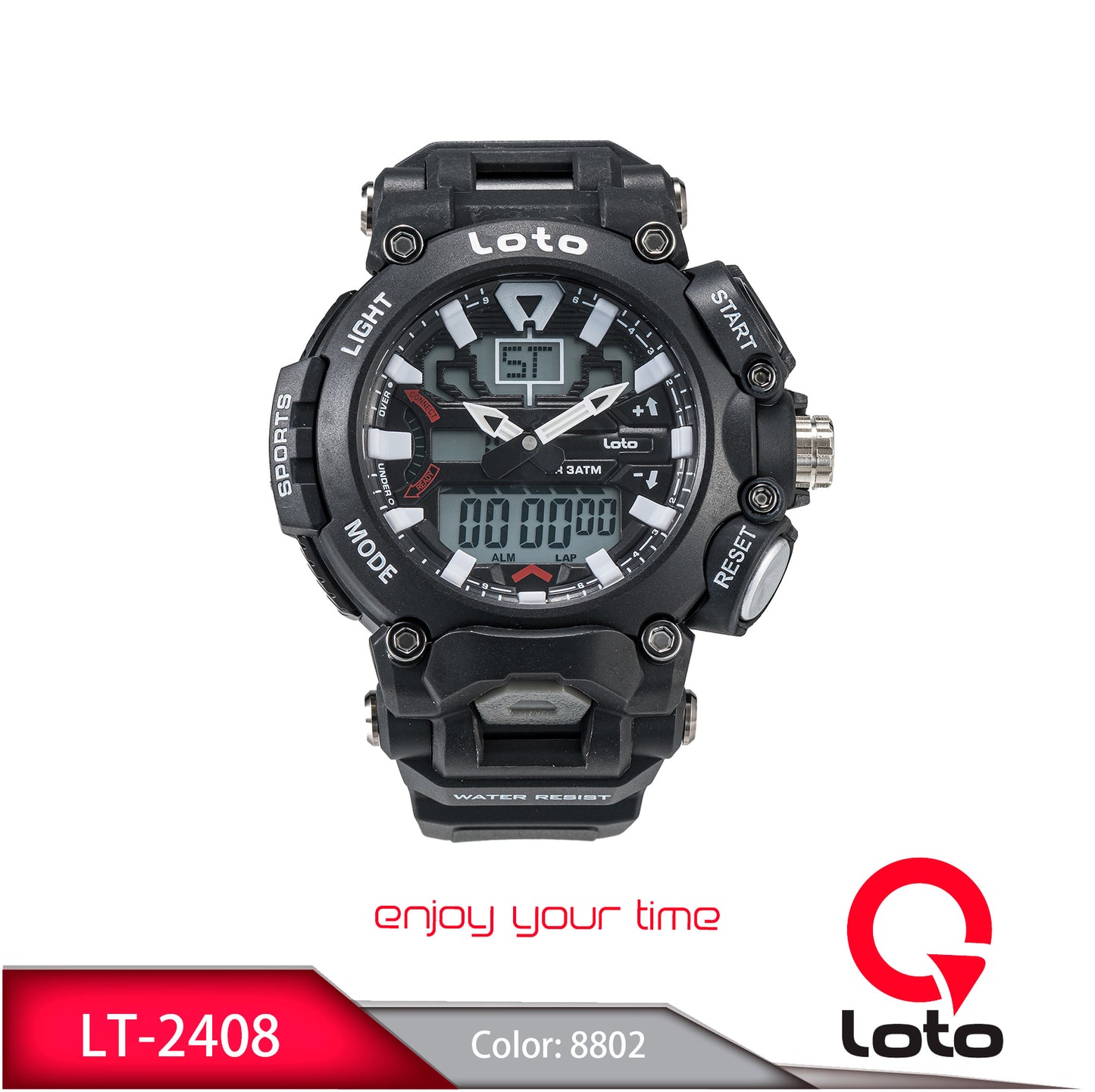Reloj Loto Hombre LT-2408 Negro Blanco