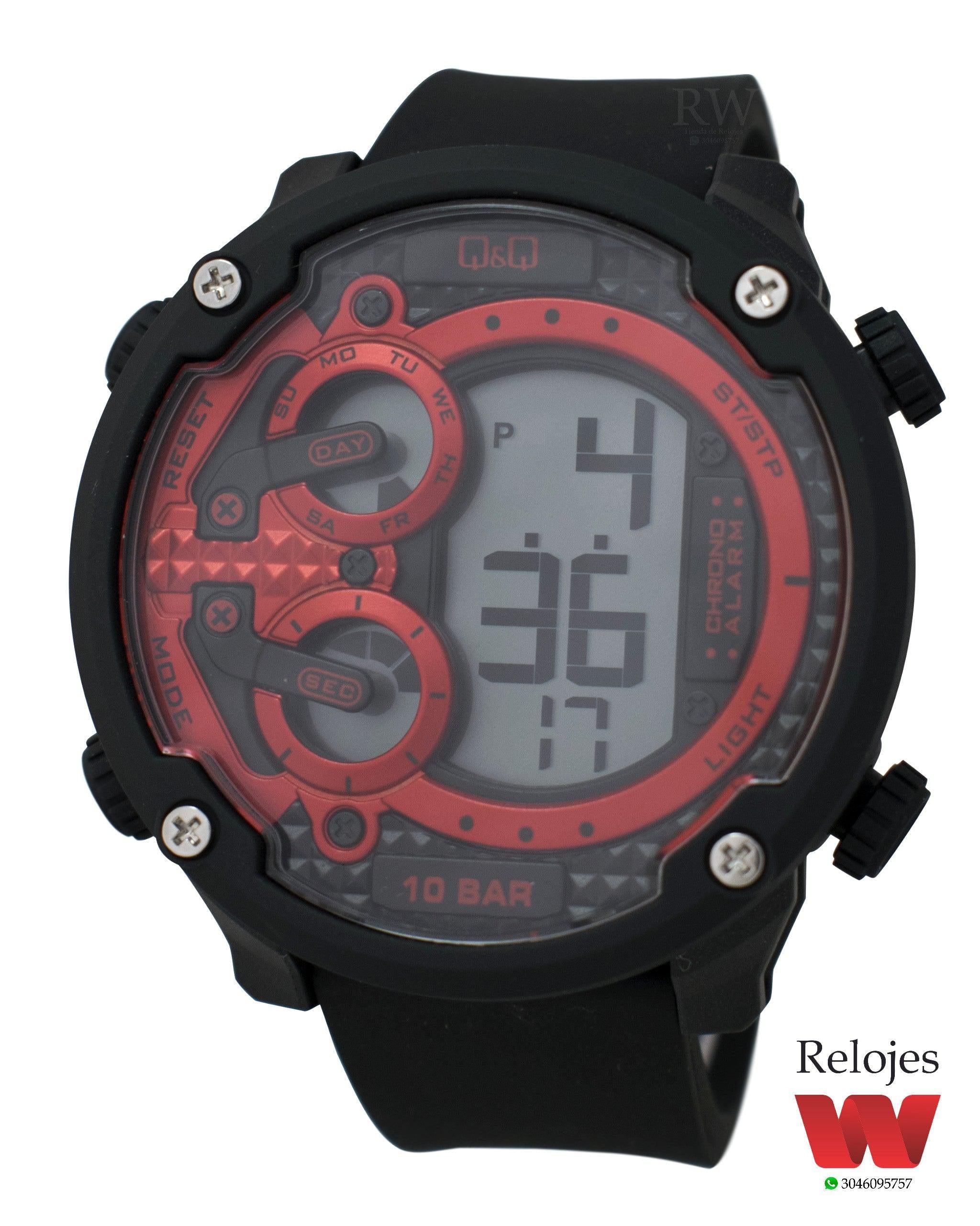 Reloj Q Q Hombre Negro Rojo M169J801Y