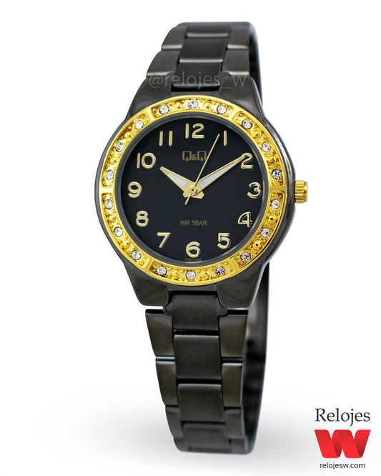 Reloj Q&Q Mujer Negro Dorado Q691J425Y