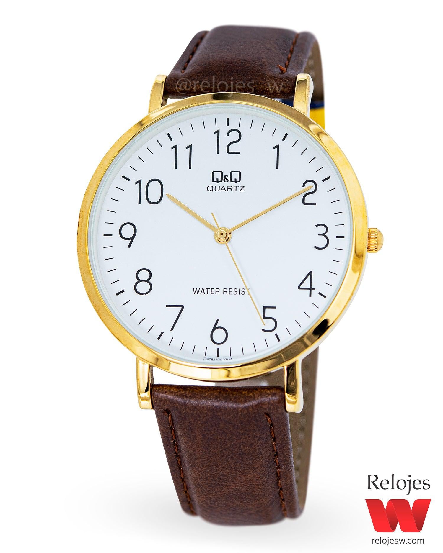 Reloj Q&Q Hombre Q978J104Y Marrón Dorado - Relojes W