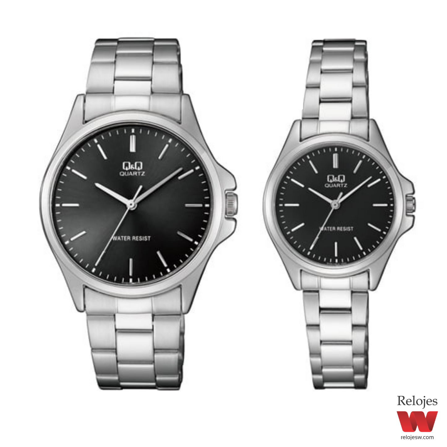 Reloj Q&Q Pareja QA06J212Y - QA07J212Y Plateado Negro