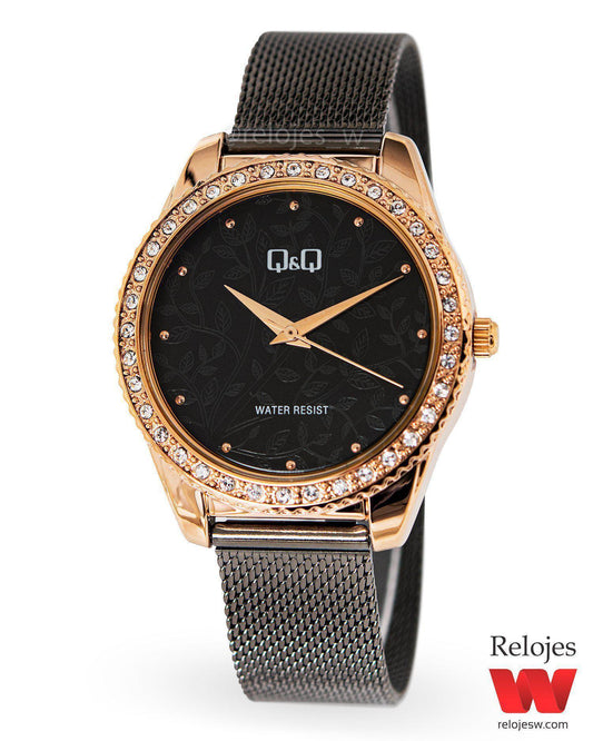 Reloj Q&Q Mujer Negro Oro Rosa QZ59J462Y