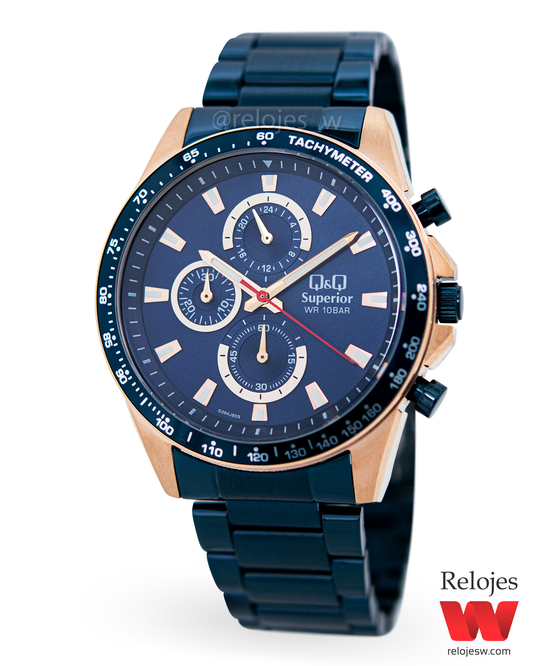 Reloj Q&Q Superior Hombre S394J803Y Azul Oro Rosa