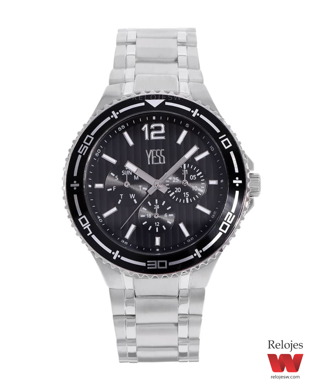 Reloj Yess Hombre SM-22056 Plateado Negro