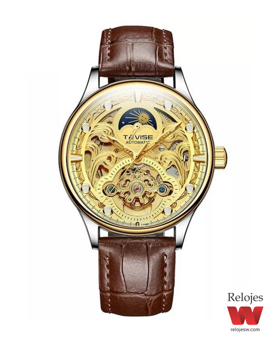 Reloj Tevise Hombre T820D Marrón Plateado