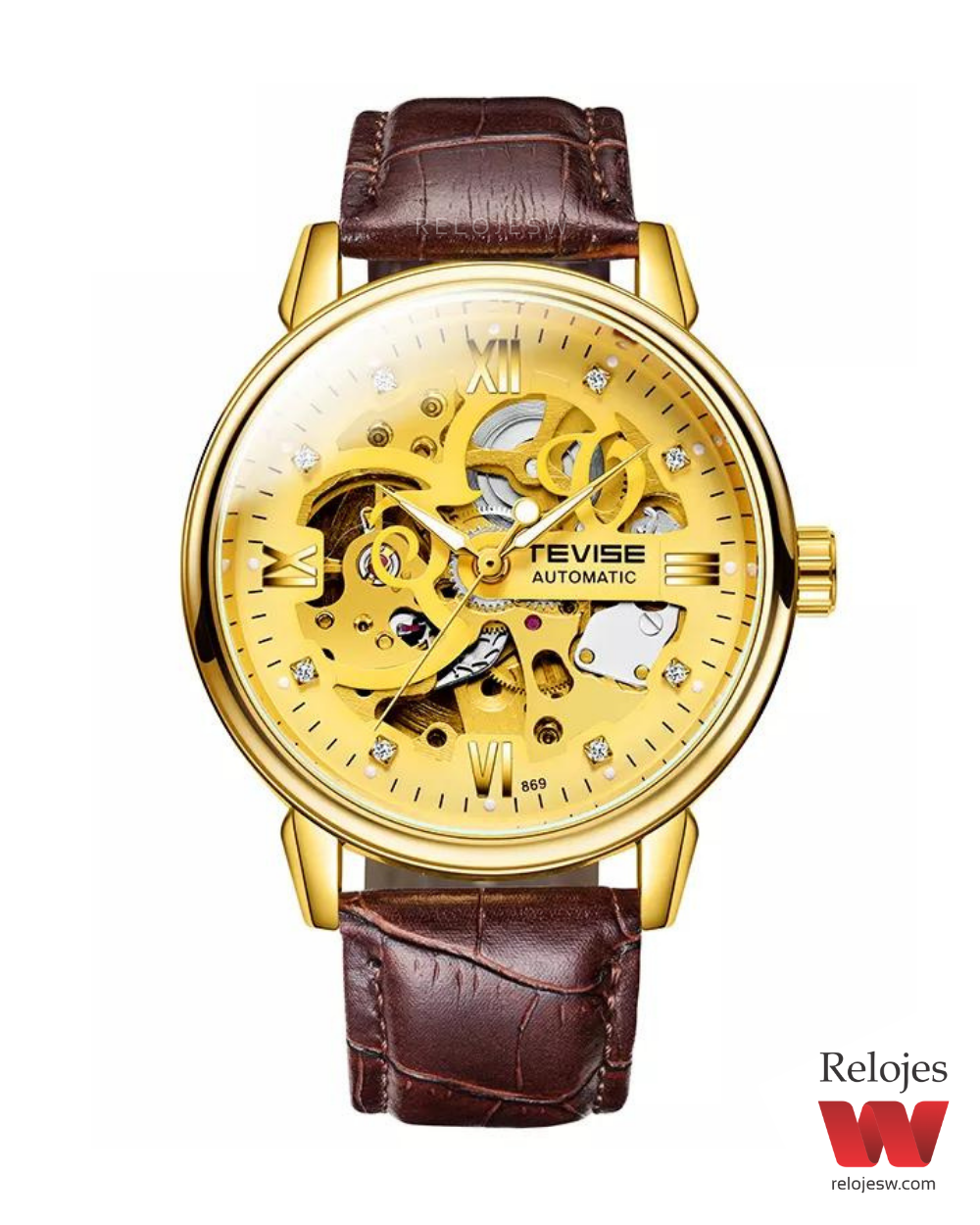 Reloj Tevise Hombre T869 Cafe Dorado
