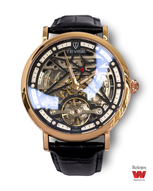 Reloj Tevise Hombre T888C Negro Oro Rosa